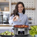 8-Quart Digital Programmable Slow Cooker with Timer - Small Kitchen Appliance for Family Dinners - Serves 10+ People - Heat Settings: Keep Warm, Low and High