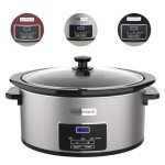 8-Quart Digital Programmable Slow Cooker with Timer - Small Kitchen Appliance for Family Dinners - Serves 10+ People - Heat Settings: Keep Warm, Low and High