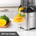 AMZCHEF Cold Press Juicer, 5.4" Juicer Machines with Large Feed Chute for Whole Fruits & Vegetables, Stainless Steel Juice Extractor with Large Auger, Triple Strainers, Easy Cleanup & Assembly