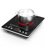 Electric Cooktop 12 Inch,Single Burner Plug in Portable 110V Electric Cooktop, Countertop Ceramic Stove Top with Power Levels and Overheat Protection