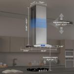 FIREGAS Island Range Hood 30 inch 700 CFM with Chimney, Ceiling Mount Kitchen Vent Hood with Tempered Glass, 4 LED Lights, Permanent Filters, Premium Touch Control Panel, Includes Charcoal Filter