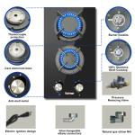 Karinear Gas Cooktop 2 Burner Propane Cooktop, 12 Inch LPG/NG Dual Fuel Gas Stove Top, Built-in Tempered Glass Gas Cooktop for Apartment, Indoor, RV