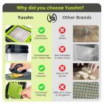 Yusshn Vegetable Chopper,12-in-1 Multifunctional Food Chopper,Professional Onion Chopper with 7 Blades,Vegetable Cutter with Container for Salad,Potato,Carrot,and Garlic; Essential Kitchen Tool(Grey)
