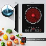 Electric Cooktop, Portable Electric Cooktop 1800W Single Burner Stove with LED Touch Screen, 8 Power & 8 Temperature Levels, Timer, 110V-120V Hot Plate for Home Camping