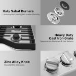 ThermoMate Heavy 36 Inch Gas Cooktop with 5 Italy Sabaf Power Burners, Built In Gas Stove Top of 304 Stainless Steel, Gas Hob NG/LPG Convertible, Gas Cooker with Thermocouple Protection CSA Certified