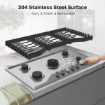 ThermoMate Heavy 36 Inch Gas Cooktop with 5 Italy Sabaf Power Burners, Built In Gas Stove Top of 304 Stainless Steel, Gas Hob NG/LPG Convertible, Gas Cooker with Thermocouple Protection CSA Certified