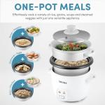 AROMA® Rice Cooker, 2-Cup (Uncooked) / 4-Cup (Cooked), Steamer, Grain Cooker, Soup Maker, Oatmeal Cooker, Auto Keep Warm, 1 Qt, White, ARC-302-1NG