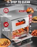 PYY Indoor 16in Pizza Oven - Double Decker Electric Pizza Ovens Countertop with Pizza Stone, 60-Min Ring Timer, for Home and Restaurant Commercial, 3200W, ETL Listed