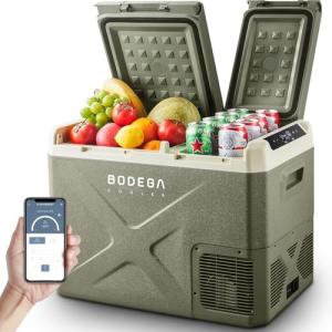 BODEGACOOLER 12 Volt Car Refrigerator, 34Quart (32L) Car Fridge Dual Zone, 12V Portable Freezer APP Control, RV Car Cooler -4℉-68℉ 12/24V DC 100-240V AC for Outdoor Camping Travel Vehicles Home Use