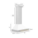 ZLINE 30 in. Autograph Edition Convertible Stainless Steel Range Hood with White Matte Shell and Polished Gold Accents (KB4STZ-WM30-G)