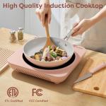 CIARRA CATIH1A-P Portable Induction Cooktop, Slim Single Electric Countertop Burner with Sensor Touch and Digital time, Pink