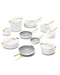 Caraway 22-Piece Nonstick Ceramic Cookware Set - Includes Fry Pans, Sauce Pan, Sauté Pan, Dutch Oven, Petite Cooker, Stir Fry Pan, Rondeau, Stock Pot, Lids & Storage Organizers - White