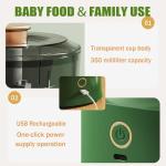 Food Processor,350ML Electric Food Chopper with Stainless Steel Blade & USB Rechargeable,Mini Chopper for Baby Food & Family Use (Green)