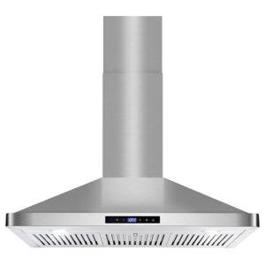 COSMO COS-63190S 36 in. Vista Collection 380 CFM Ducted Wall Mount Range Hood, Touch Controls, LED Lights, Stainless Steel