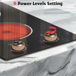 Traenvir 2 Burner Electric Cooktop, Built-in & Countertop Electric Stovetop 12 Inch, Ceramic Cook Top with Knob Control, 9 Power Levels Setting, Over-Temperature Protection, 110V - 120V Plug in