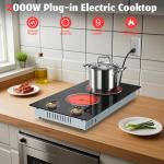 Traenvir 2 Burner Electric Cooktop, Built-in & Countertop Electric Stovetop 12 Inch, Ceramic Cook Top with Knob Control, 9 Power Levels Setting, Over-Temperature Protection, 110V - 120V Plug in