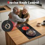 Traenvir 2 Burner Electric Cooktop, Built-in & Countertop Electric Stovetop 12 Inch, Ceramic Cook Top with Knob Control, 9 Power Levels Setting, Over-Temperature Protection, 110V - 120V Plug in