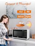 COMMERCIAL CHEF 0.9 Cubic Foot Microwave with 10 Power Levels, Small Microwave with Grip Handle, 900W Countertop Microwave with Digital Display, Door Lock and Kitchen Timer, White