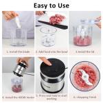 Qinkada Mini Food Processor, 2.5 Cup/ 600 ML Baby Food Maker, 400 W Power Electric Grinder Chopper for Fruit, Vegetable, Meat, Baby Food Puree Blender (Sliver)