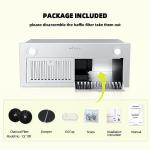 FIREGAS Range Hood Insert 30 inch, Built-in Kitchen Hood with 600 CFM, Ducted/Ductless Convertible Kitchen Vent Hood, Stainless Steel Stove Hood with Push Button, Baffle Filters and Charcoal Filters