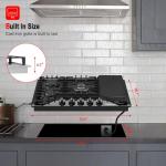 GASLAND 30 Inch Gas Cooktop with Griddle Black, PRO GH3305EF Gas Stovetop with 5 Burners, Reversible Cast Iron Grill/Griddle, Plug-in, NG/LPG Convertible, 120V Black, CSA Certified