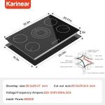 Karinear Electric Cooktop 30 Inch, 5 Burners Electric Stove Top, Built-in Ceramic Cooktop, 9 Heating Level, Pause, Timer, Child Safety Lock, Triple Ring Expandable Burners, 220V Hardwire