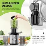 Cold Press Juicer, Juicer Machines with 5.3" Wide Feed Chute, Masticating Juicer for Whole Vegetables & Fruits, Juice Extractor Machine Easy to Clean, Grey