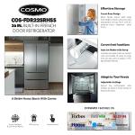 COSMO FDR225RHSS 36 in 22.5 cu. ft. 4-Door French Door Refrigerator with Recessed Handle in Stainless Steel, Counter Depth