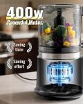 TWOMEOW Food Chopper, 4 Cup Fast Food Processor, Electric Meat Grinder with 2 Speed, 4 Stainless Steel Blades, and Whisk, 400W Power for Chopping, Mixing, Emulsifying, Puree and Whisking, BPA-Free