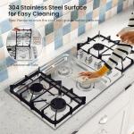 COSTWAY 30-inch Gas Cooktop, Stainless Steel Gas Stove Top with 4 Burners, ABS Knobs and Cast Iron Grates, NG/LP G Convertible Gas Range Top with Sealed Burners for Kitchen, Easy to Clean, Silver