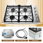 COSTWAY 30-inch Gas Cooktop, Stainless Steel Gas Stove Top with 4 Burners, ABS Knobs and Cast Iron Grates, NG/LP G Convertible Gas Range Top with Sealed Burners for Kitchen, Easy to Clean, Silver