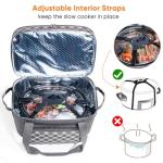 Double Layer Slow Cooker Carrier Bag – Fits 6–8 Qt Oval Slow Cooker Compatible with CrockPot & Hamilton Beach | Insulated Travel Tote with Utensil Storage & Adjustable Straps
