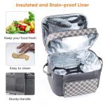 Double Layer Slow Cooker Carrier Bag – Fits 6–8 Qt Oval Slow Cooker Compatible with CrockPot & Hamilton Beach | Insulated Travel Tote with Utensil Storage & Adjustable Straps