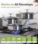Stainless Steel Ceramic Cookware Set 6Pcs Pots and Pans Set Non Stick Steam-Return Lids 5 Ply Induction Non-Toxic Oven Safe Professional Kitchen Cooking Heavy Chef Quality | PFOA,PTFE & PFOS Free