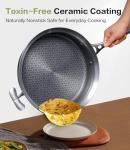 Stainless Steel Ceramic Cookware Set 6Pcs Pots and Pans Set Non Stick Steam-Return Lids 5 Ply Induction Non-Toxic Oven Safe Professional Kitchen Cooking Heavy Chef Quality | PFOA,PTFE & PFOS Free