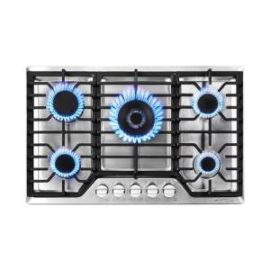 AMZCHEF 30 inch Gas Cooktop with 5 Made in Italy SABAF Power Burners.Max 48,300 BTU/hr Built-in Gas Stove top of 304 Stainless steel,NG/LPG Convertible, ETL.