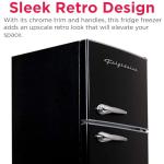 Frigidaire EFR786 Retro Apartment Size Refrigerator with Top Freezer - 2 Door Fridge with 7.5 Cu Ft of Storage Capacity, Adjustable Spill-Proof Shelves, Door & Crisper Bins, Black