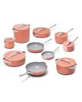 Caraway 22-Piece Nonstick Ceramic Cookware Set - Includes Fry Pans, Sauce Pan, Sauté Pan, Dutch Oven, Petite Cooker, Stir Fry Pan, Rondeau, Stock Pot, Lids & Storage Organizers - Perracotta