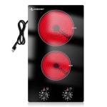 AMZCHEF 12Inch 2 Burner Electric Cooktop, 1800W/11Levels 2 Burners Stove Top With Knob Control Countertop & Built-in Radiant Electric Stove with Residual Heat Indicator