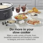 Hamilton Beach 6 Quart Slow Cooker with Space-Saving Folding Handles, 3 Heat Settings, Dishwasher Safe Stoneware Crock and Glass Lid, Black (33664)