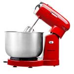 OVENTE Electric Stand Mixer with 3.5 Quarts Stainless Steel Mixing Bowl, 5 Speed Portable and Lightweight 250W Kitchen Mixer for Everyday Use, Includes 2 Egg Beater Whisk and Dough Hook, Red SM680R