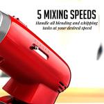 OVENTE Electric Stand Mixer with 3.5 Quarts Stainless Steel Mixing Bowl, 5 Speed Portable and Lightweight 250W Kitchen Mixer for Everyday Use, Includes 2 Egg Beater Whisk and Dough Hook, Red SM680R