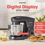 Gourmia 5 Quart Digital Electric Stand Mixer with Attachments, Bowl Shield, Dough Hook, Whisk and Beater - LED Display Timer - 10 Speed Kitchen Countertop Dough Maker Machine for Bread, Cake, Cookies