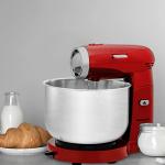 OVENTE Electric Stand Mixer with 3.5 Quarts Stainless Steel Mixing Bowl, 5 Speed Portable and Lightweight 250W Kitchen Mixer for Everyday Use, Includes 2 Egg Beater Whisk and Dough Hook, Red SM680R