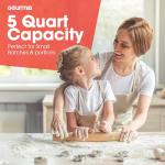 Gourmia 5 Quart Digital Electric Stand Mixer with Attachments, Bowl Shield, Dough Hook, Whisk and Beater - LED Display Timer - 10 Speed Kitchen Countertop Dough Maker Machine for Bread, Cake, Cookies