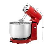 OVENTE Electric Stand Mixer with 3.5 Quarts Stainless Steel Mixing Bowl, 5 Speed Portable and Lightweight 250W Kitchen Mixer for Everyday Use, Includes 2 Egg Beater Whisk and Dough Hook, Red SM680R