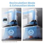 COMFEE' Curved Glass Range Hood 30 Inch 450 CFM 3 Speed Gesture Sensing &Touch Control Panel Stainless Steel kitchen Ductless/Ducted Convertible with Baffle Filters and 2 LED Lights (CVG30W9AST)