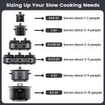 KOOC 4-Quart Slow Cooker, 3 Cooking Settings, Dishwasher Safe Ceramic Crock, Lid, Free Pot Liners Included, GREY, Ellipse Pot