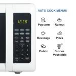 Emerson MW7302W Compact Countertop Microwave Oven with Touch Control, LED Display, 700W, 10 Power Levels, 6 Auto Menus, Glass Turntable and Child Safe Lock, 0.7 Cu., Ft. White