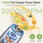 KOIOS Smoothie Blender, Max 1000w Personal Blender for Shakes and Smoothies, 12Pcs Coffee Grinder and Countertop Blenders Combo for Kitchen, Portable Smoothie Blenders with 2x22 oz To-Go Cups, Non-BPA